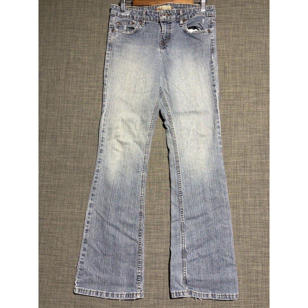 LEI Womens Blue Flare Jeans Mid Rise Bootcut Denim Pants Size 11 Y2k 2000s
